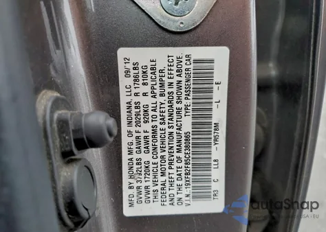 2012 Honda Civic Ex from USA, damaged, VIN 19XFB2F85CE380865